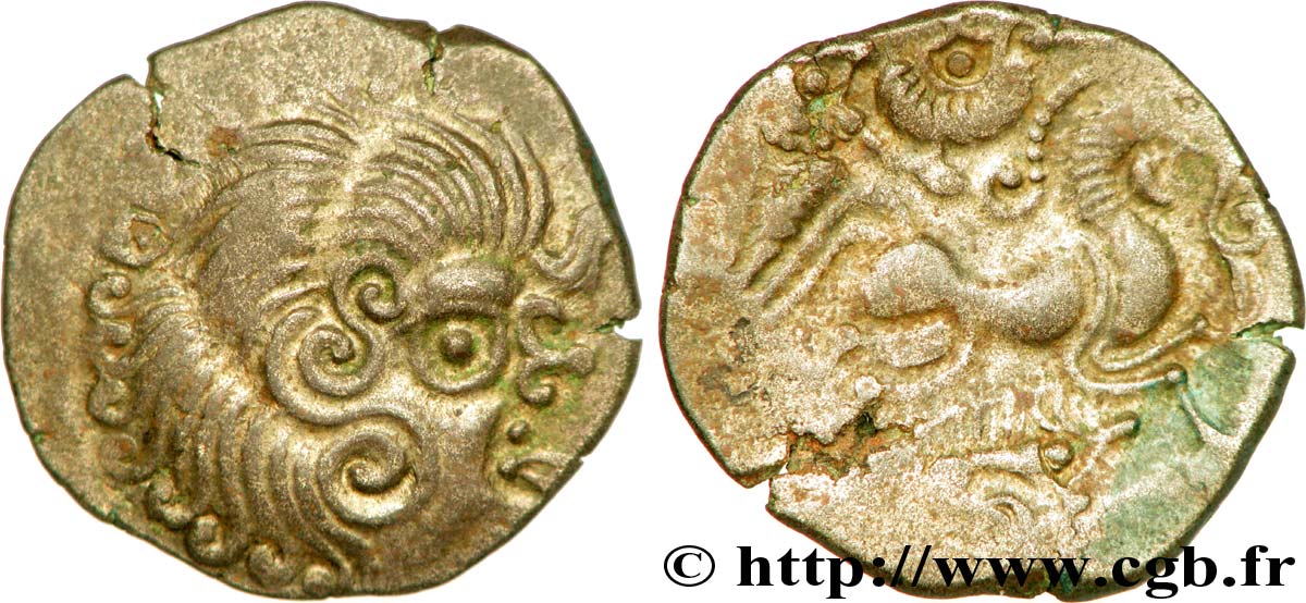 CORIOSOLITES (Région de Corseul, Cotes d Armor) Statère de billon, classe III au nez en epsilon TTB+