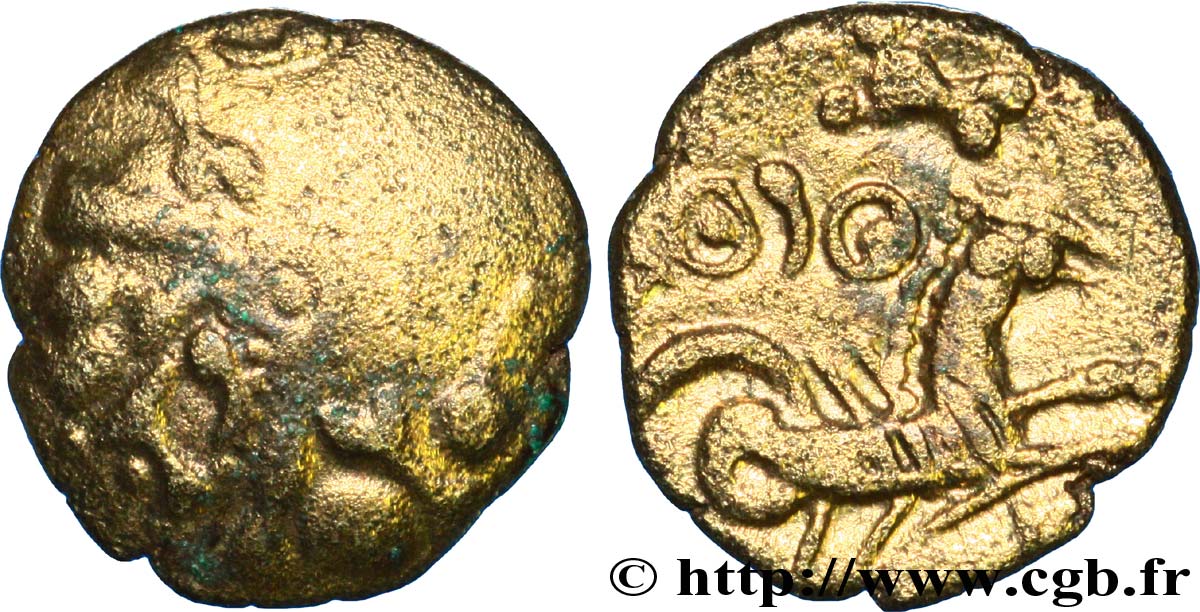 RÈMES (Région de Reims) Quart de statère “aux segments de cercles” en électrum TB+/TTB+