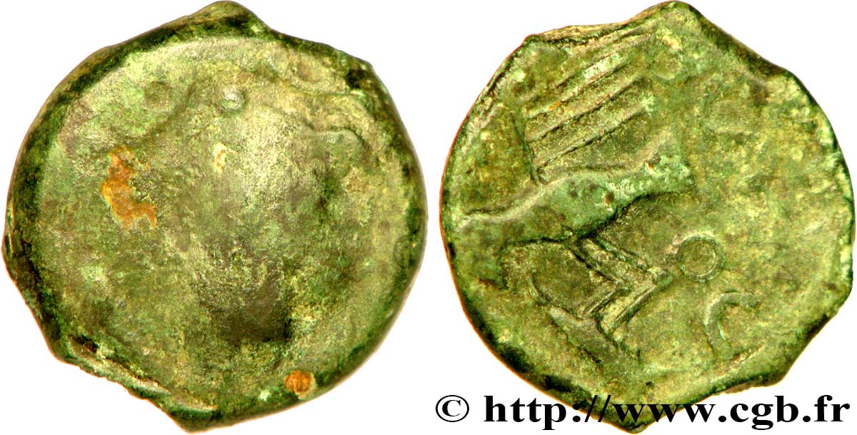 GALLIA BELGICA - MELDI (Región de Meaux) Bronze à l’aigle et au sanglier, classe I RC+/BC+