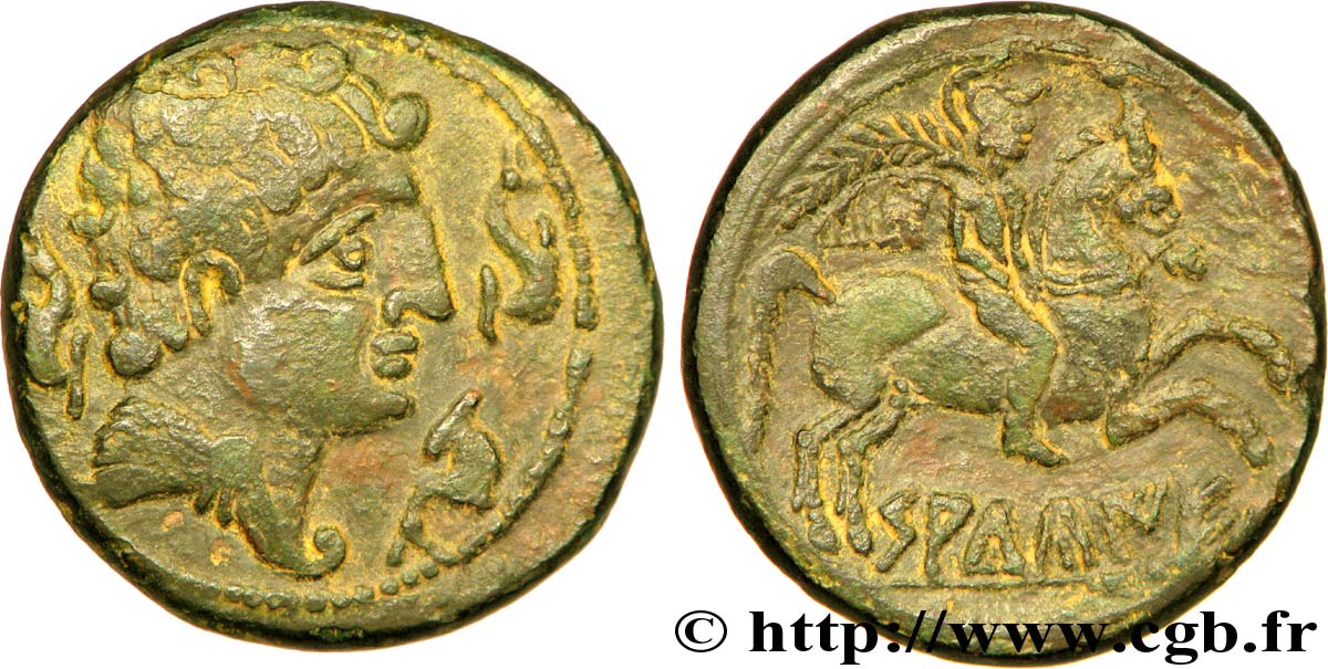 HISPANIA - SPAIN - SALTUIE Oppidum of Zaragoza Unité de bronze au cavalier ou as (MB.Æ 27) AU