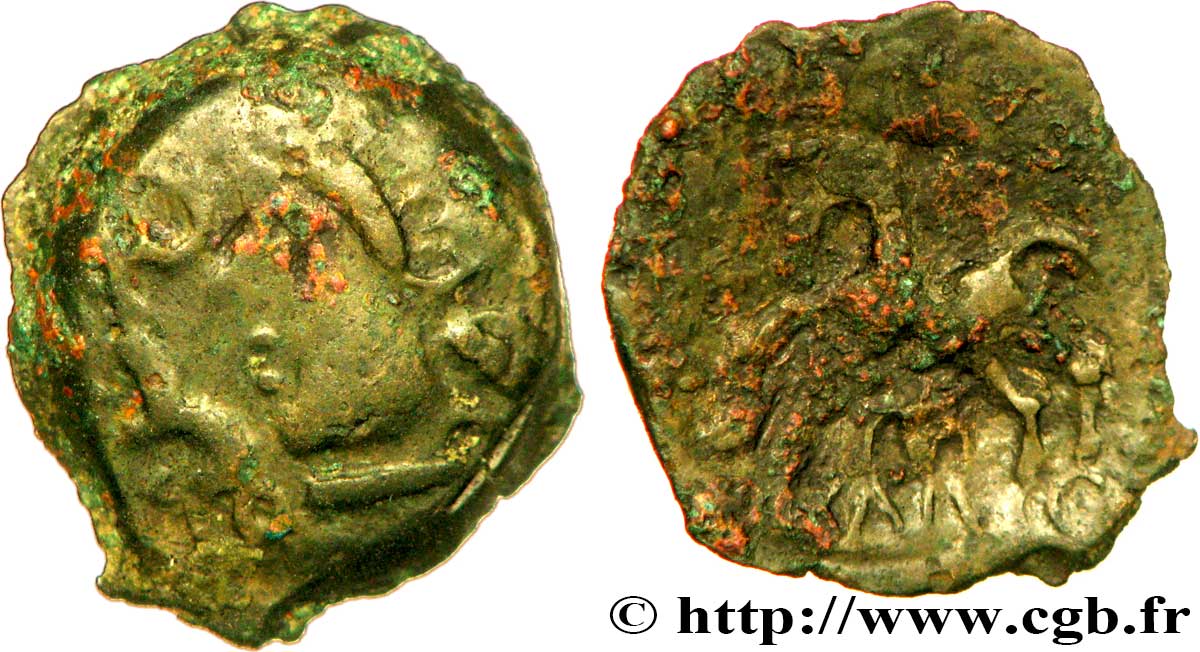 GALLIA - AULERCI EBUROVICES (Regione d Evreux) Bronze DVNICCOS au sanglier devant la bouche q.BB/MB