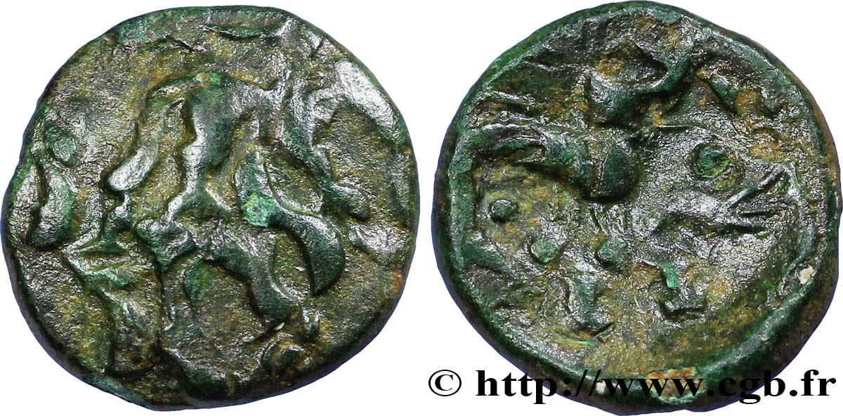 GALLIA BELGICA - AMBIANI (Regione di Amiens) Bronze aux loups affrontés et au cheval BB