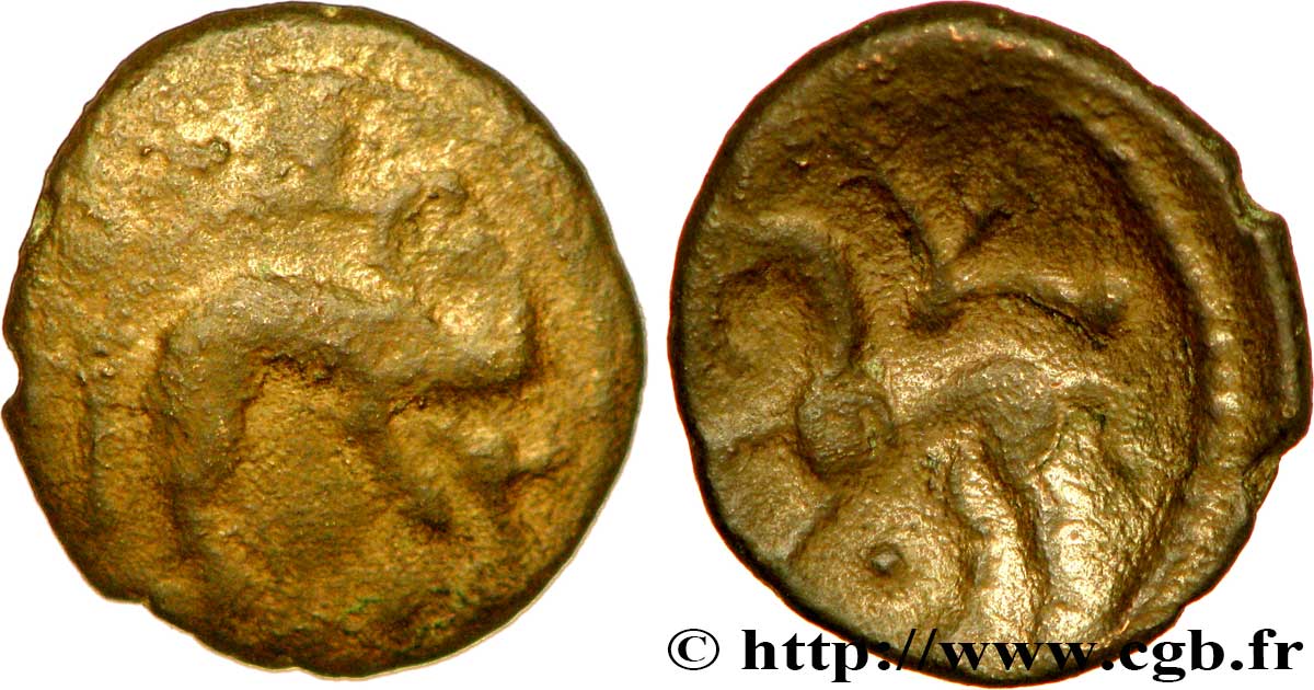 AMBIENS (Région d Amiens) Bronze au sanglier et au cheval, “type des dépôts d’Amiens” TB/TB+