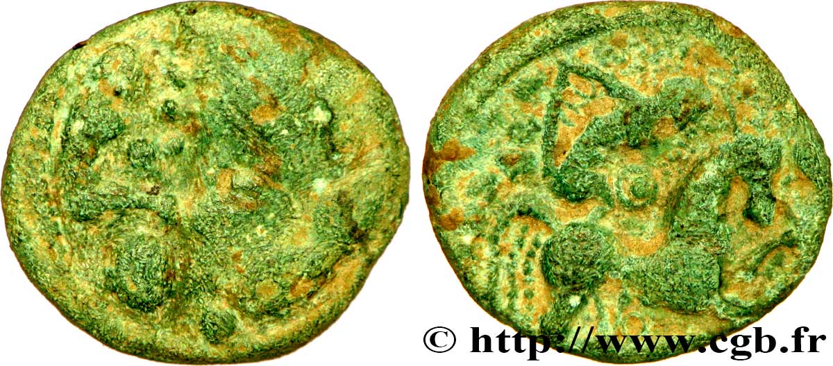 AMBIANI (Area of Amiens) Bronze au cheval et à l’aurige, type de Chilly VF/AU