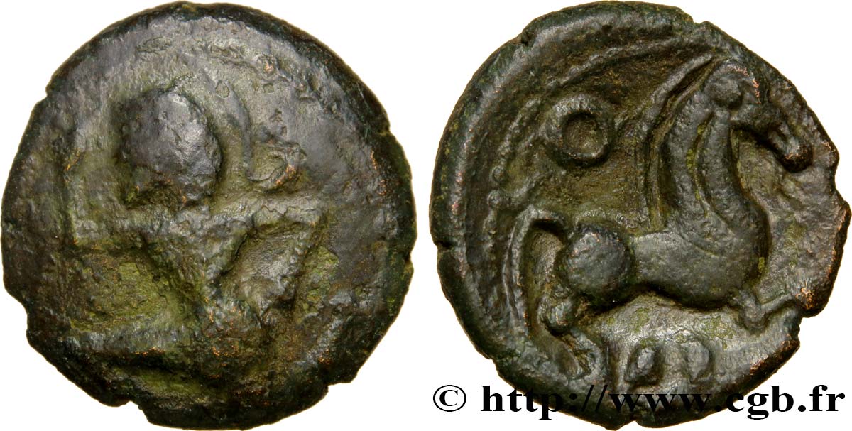 GALLIA - BELGICA - BELLOVACI (Región de Beauvais) Bronze au personnage courant, à l’annelet BC+/MBC+