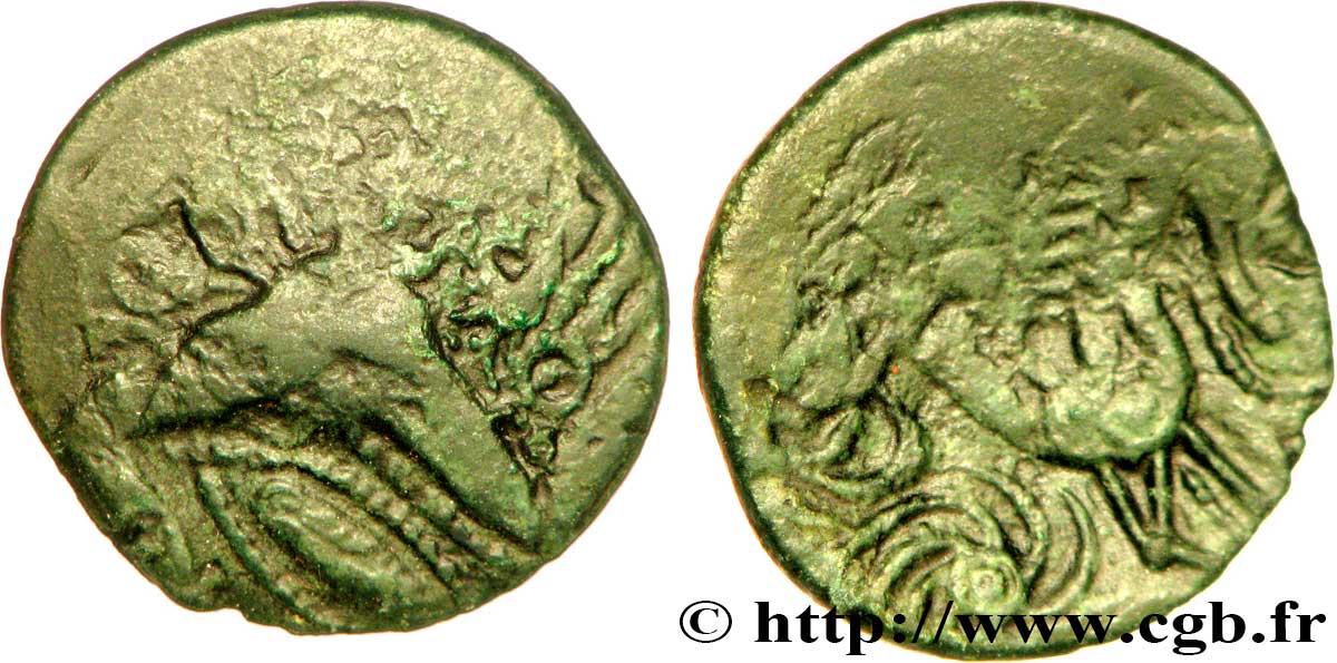 GALLIEN - BELGICA - BELLOVACI (Region die Beauvais) Bronze au personnage courant, à l’astre rayonnant SS/fVZ