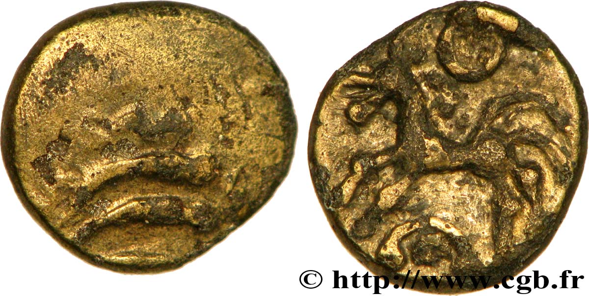 GALLIA BELGICA - REMI (Area of Reims) Quart de statère “aux segments de cercles”, cheval à gauche, en électrum VF