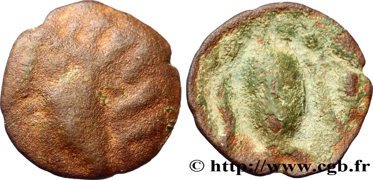 GALLIA BELGICA - AMBIANI (Area of Amiens) Bronze à la tête de face, BN. 8405 VF