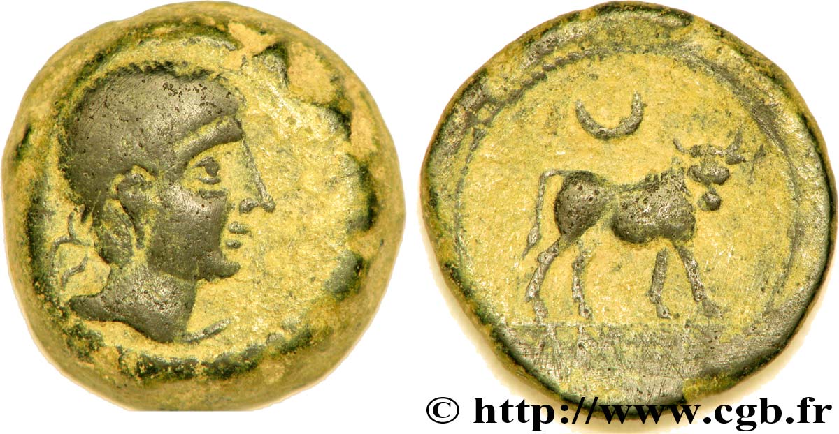 HISPANIA - CASTULO/KASTILO (Province de Jaen/Calzona) Unité de bronze ou semis au taureau TB+/TTB