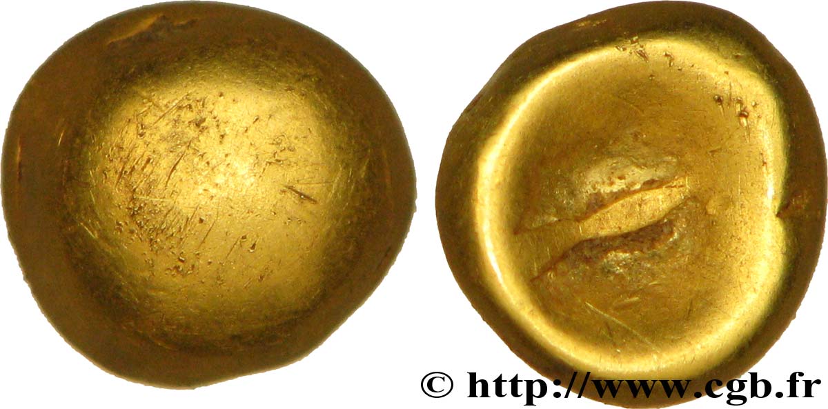 SÉNONS (région de Sens) Quart de statère globulaire au segment TTB