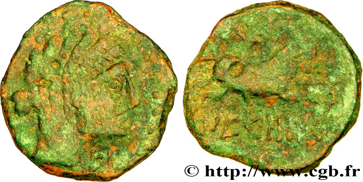 GALLIEN - NEDENES (oppidum des Montlaures) Unité ou bronze au taureau, tête stylisée fSS