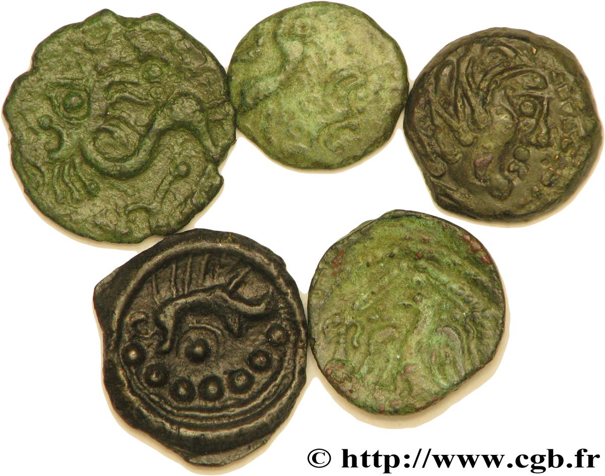 GALLO-BELGIAN - CELTICA Lot de 4 bronzes et 1 potin lotto