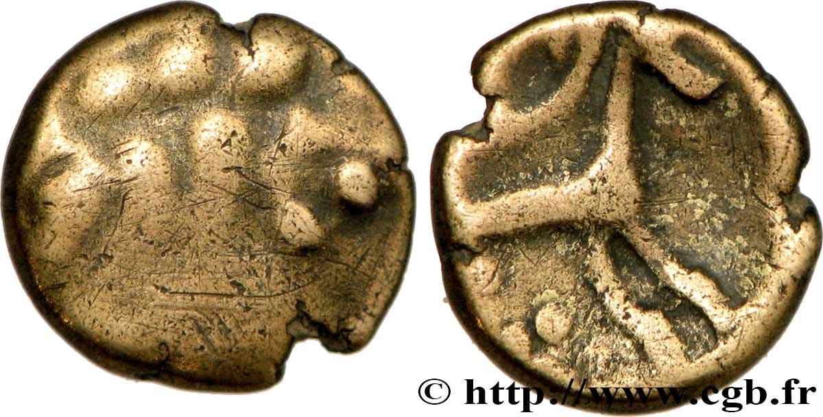 RÈMES (Région de Reims) Quart de statère “aux segments de cercles”, cheval à droite TB/TTB+