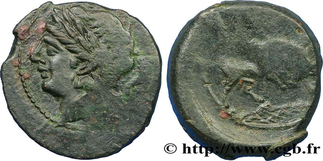 MASSALIA - MARSEILLE Bronze lourd au taureau, à la corne d’abondance et à la couronne AU/VF
