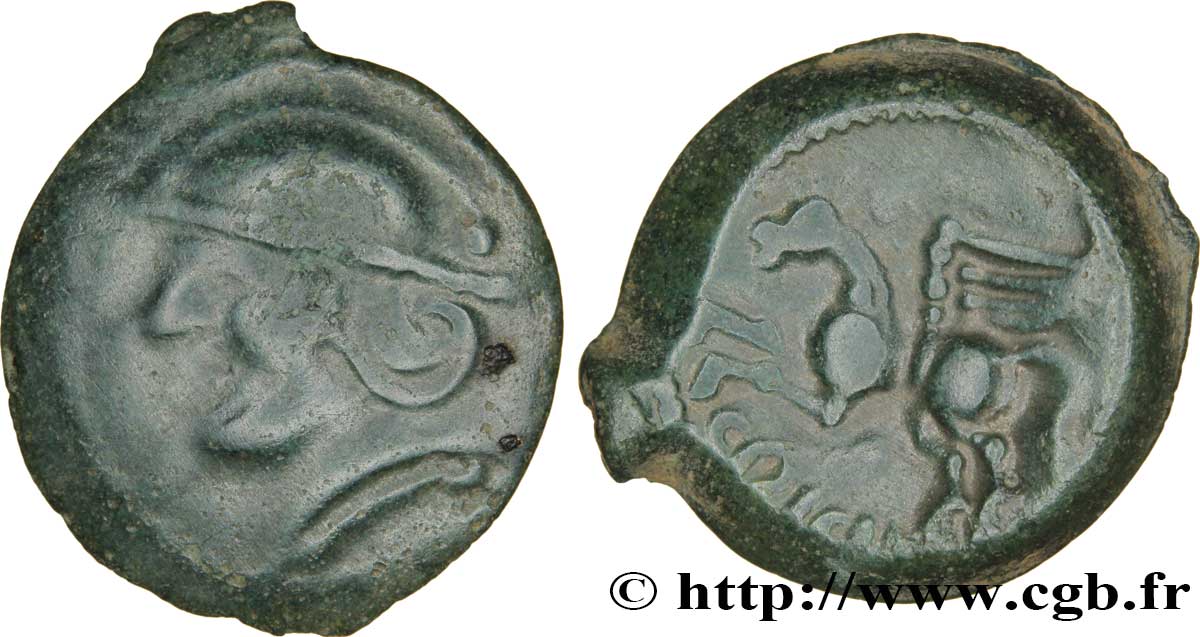 GALLIA BELGICA - SUESSIONES (Regione de Soissons) Bronze CRICIRV, barbu q.MB/BB