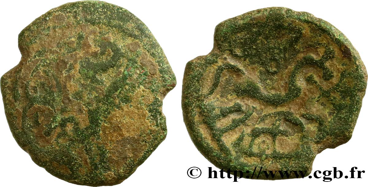 GALLIA BELGICA - AMBIANI (Area of Amiens) Bronze du type du denier scyphate BN. 8500 VG/VF