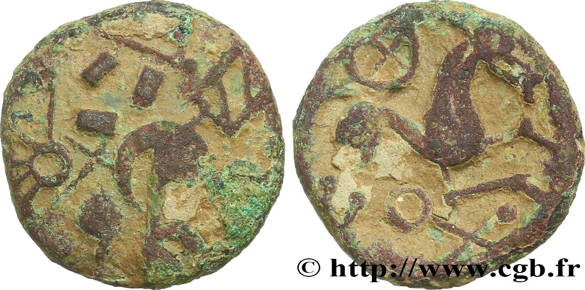 VIROMANDUI (Area of Vermandois) Bronze, imitation du statère d or à l epsilon SS