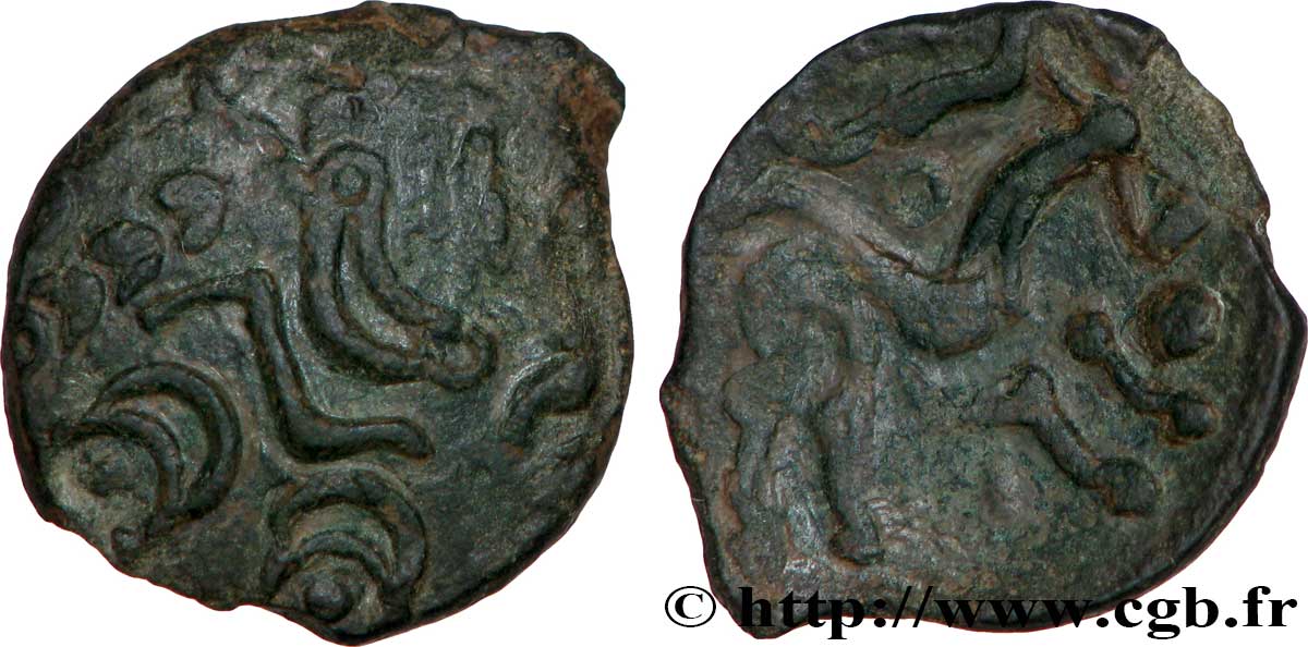 GALLIA - AULERCI EBUROVICES (Area of Évreux) Bronze au cheval, dérivé de types belges XF/VF
