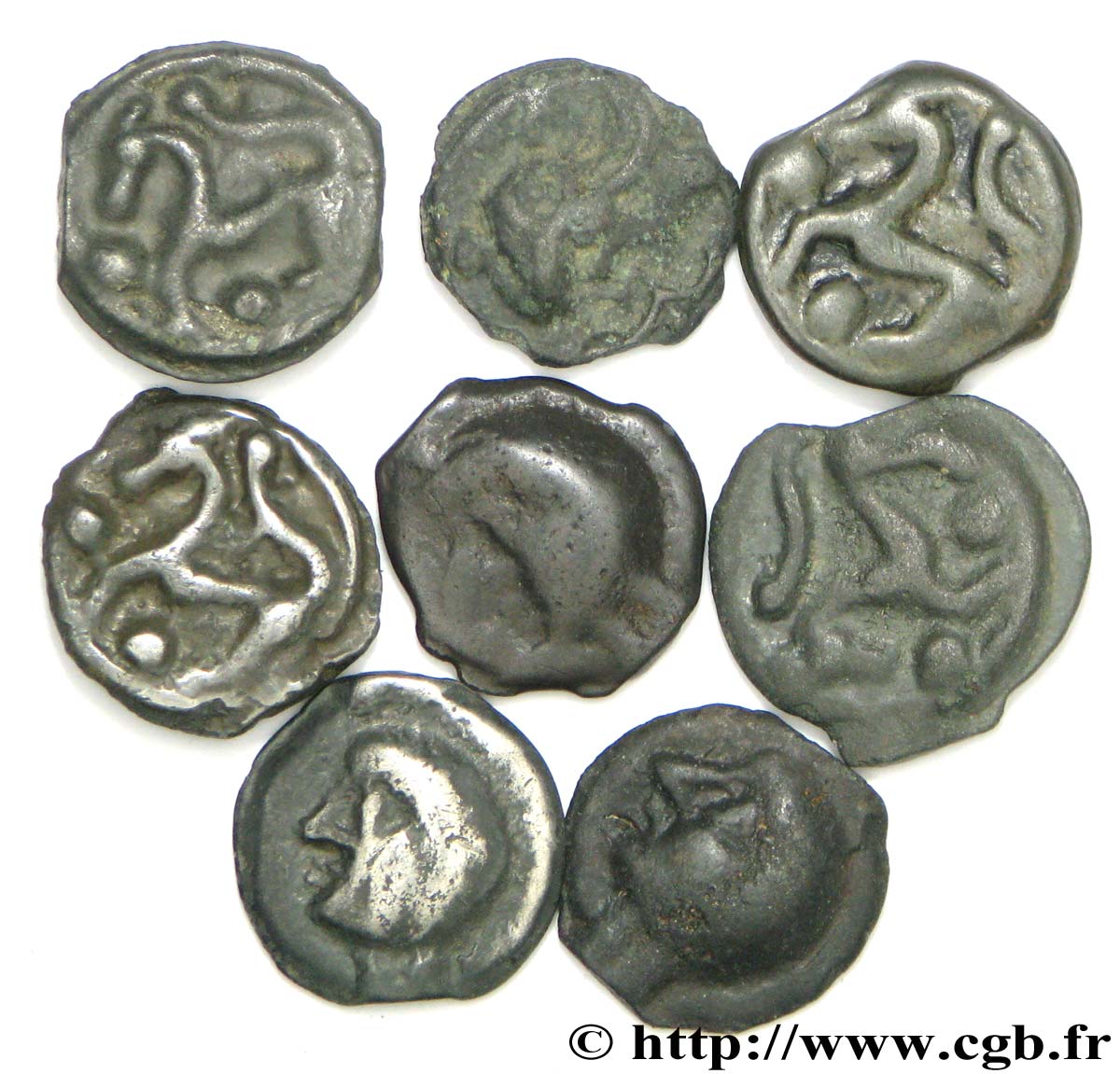 GAULE BELGIQUE - CELTIQUE Lot de 8 potins lot