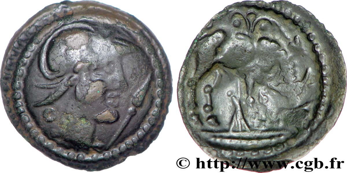 EDUENS, ÆDUI (BIBRACTE, Area of the Mont-Beuvray) Bronze au taureau AU/XF