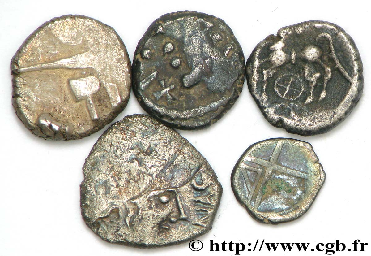 GAULE BELGIQUE - CELTIQUE Lot de 1 drachme, 3 deniers et une obole lot