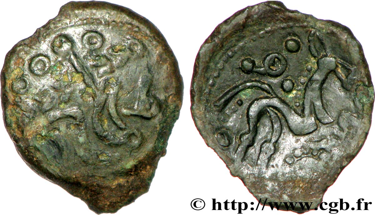 GALLIA - AULERCI EBUROVICES (Area of Évreux) Bronze au cheval, dérivé de types belges VF/AU
