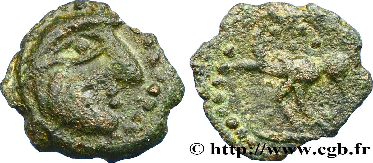 BELLOVAQUES (Région de Beauvais) Bronze à l oiseau, “type de Vendeuil-Caply” TTB+/TTB
