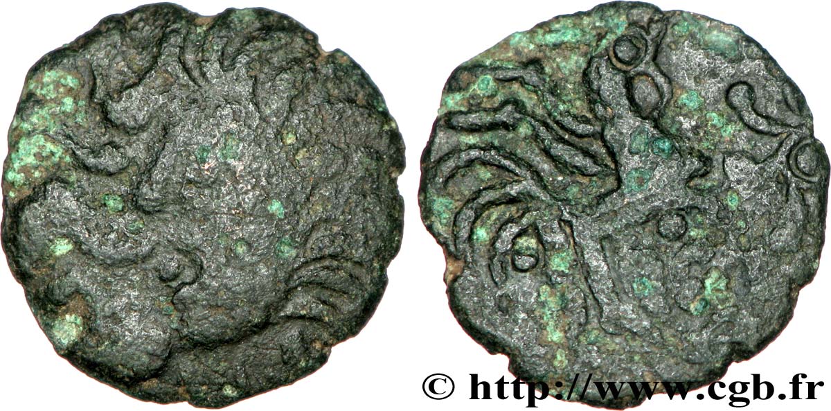 GALLIA - BELGICA - BELLOVACI (Región de Beauvais) Bronze au coq à tête humaine BC/BC+