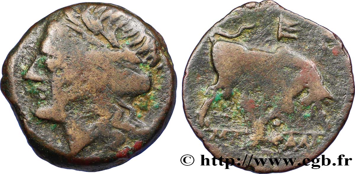 MASSALIA - MARSEILLES Moyen bronze au taureau, revers au E q.BB