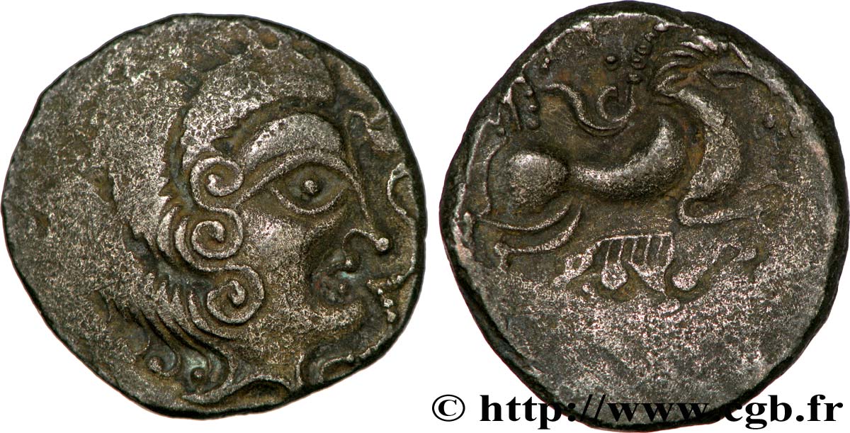 GALLIEN - ARMORICA - CORIOSOLITÆ (Region die Corseul, Cotes d Armor) Statère de billon, classe II au nez pointé fVZ