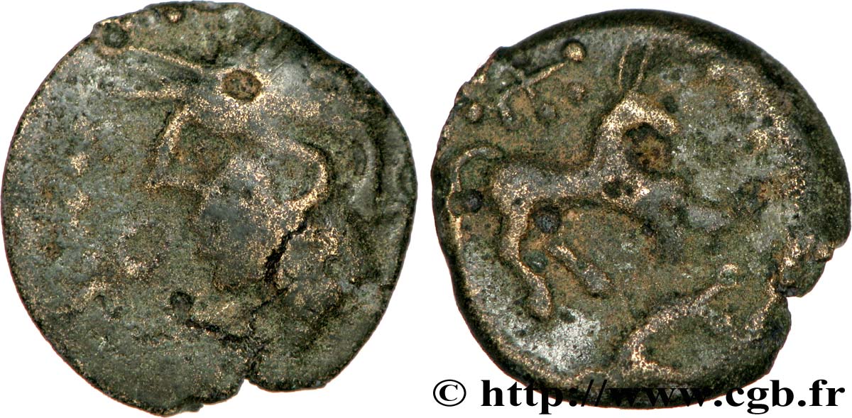 GALLIA - CARNUTES (Beauce area) Bronze au cheval et au sanglier VF/VF