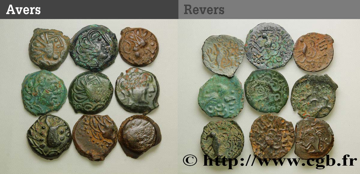 SÉNONS (région de Sens) Lot de 9 bronzes à l’oiseau, classes variées lot