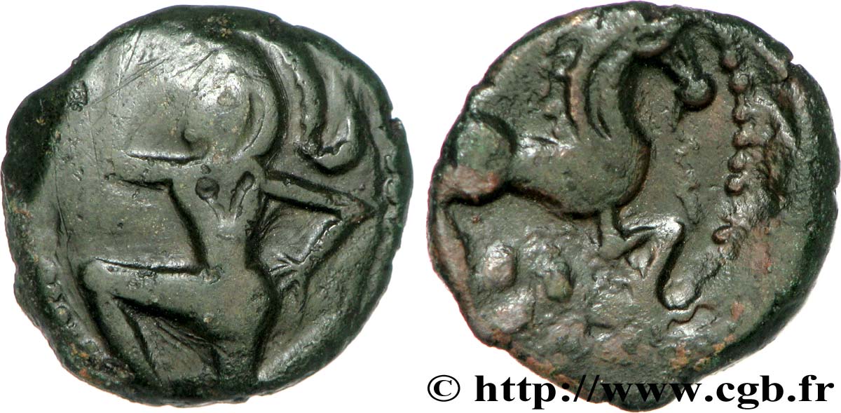 BELLOVAQUES (Région de Beauvais) Bronze au personnage courant, à l’astre TB+