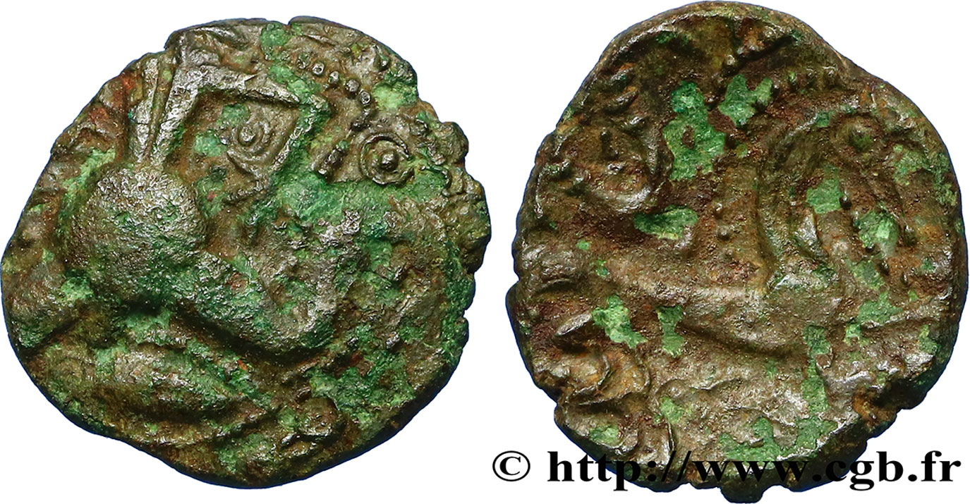 GALLIA - BELGICA - BELLOVACI (Regione di Beauvais) Bronze au personnage courant, à l’astre rayonnant q.BB