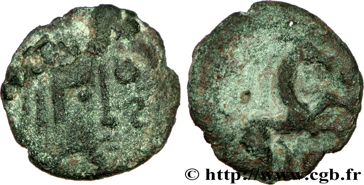 GALLIEN - BELGICA - AMBIANI (Region die Amiens) Bronze au cheval et à la tête aux cheveux calamistrés S