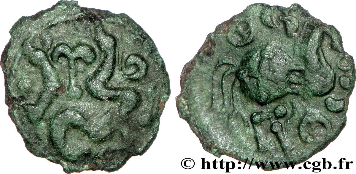 GALLIA BELGICA - AMBIANI (Región de Amiens) Bronze “au triskèle et au canard” MBC