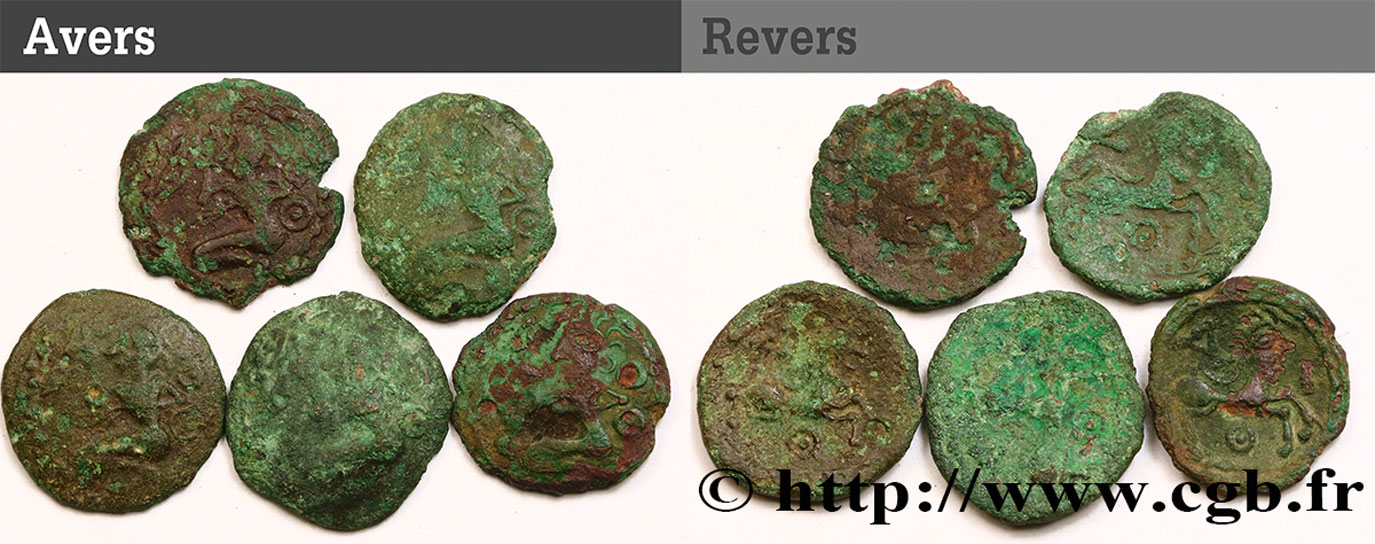 GALLIEN - BELGICA - BELLOVACI (Region die Beauvais) Lot de 5 bronzes à l’archer agenouillé lot