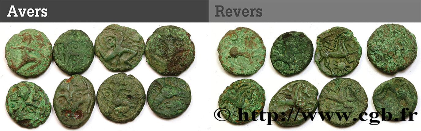 GALLIA - BELGICA - BELLOVACI (Región de Beauvais) Lot de 8 bronzes au personnage courant lote