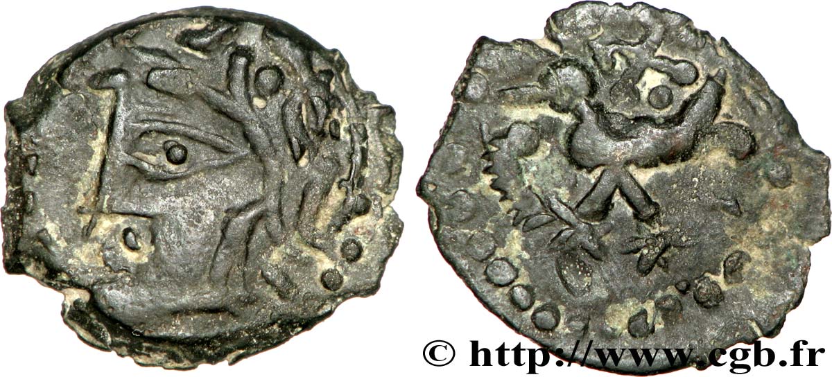 BELLOVAQUES (Région de Beauvais) Bronze à l oiseau, “type de Vendeuil-Caply” TTB+/TTB