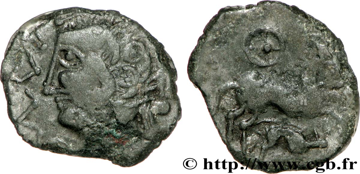 GALLIA BELGICA - MELDI (Area of Meaux) Bronze au cheval, au sanglier et à la rouelle XF/VF