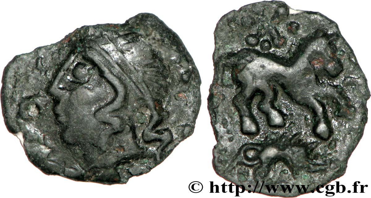 GALLIA - CARNUTES (Area of the Beauce) Bronze au cheval et au sanglier AU