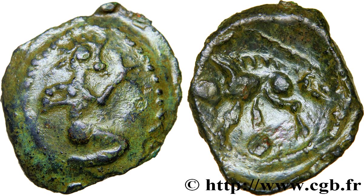 GALLIEN - BELGICA - BELLOVACI (Region die Beauvais) Bronze au personnage agenouillé et au sanglier SS