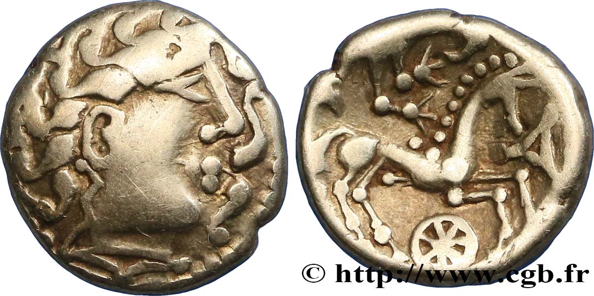 GALLIA - ÆDUI (BIBRACTE, Area of the Mont-Beuvray) Quart de statère à la rouelle, du type de Chenôves XF/AU