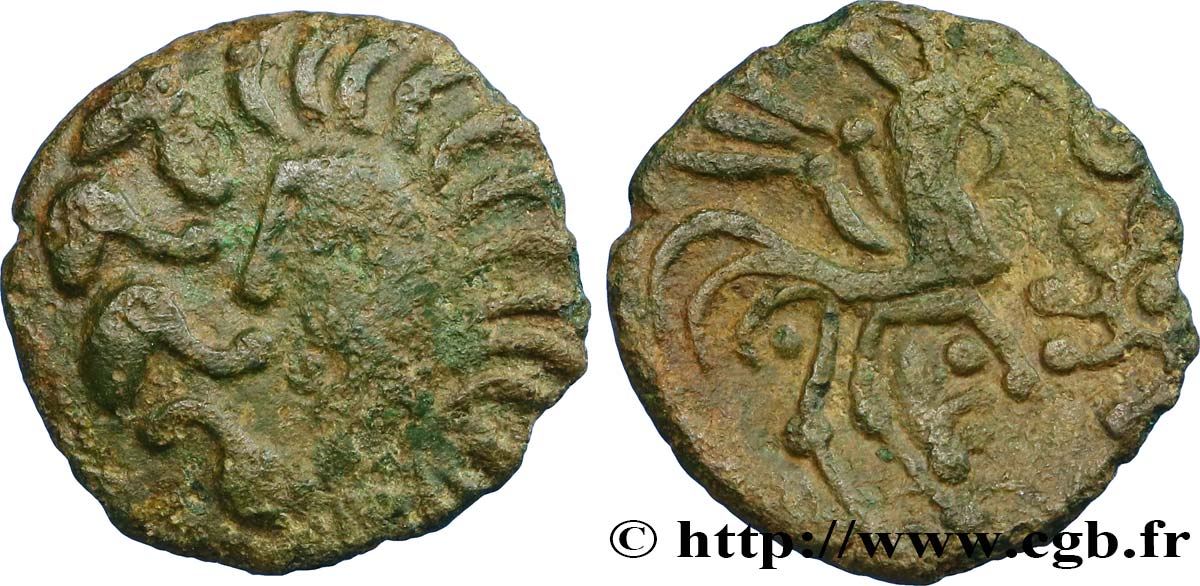 GALLIEN - BELGICA - BELLOVACI (Region die Beauvais) Bronze au coq à tête humaine SS/fVZ