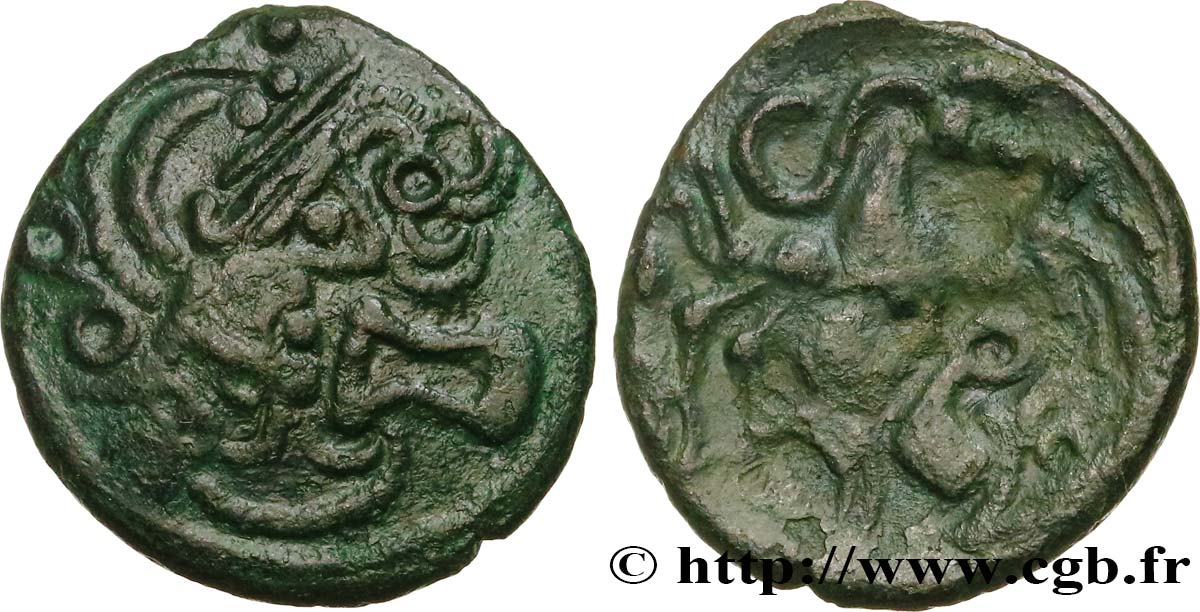 BELLOVAQUES (Région de Beauvais) Bronze au coq, “type d’Hallencourt” TTB+/TTB