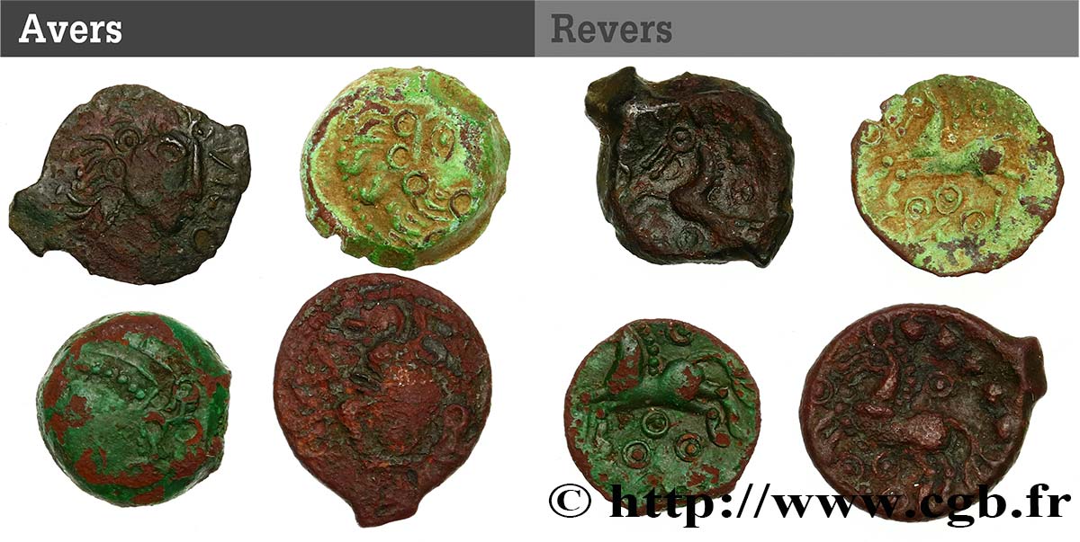 GALLIEN - BELGICA - REMI (Region die Reims) Lot de 4 bronzes au cheval et aux annelets lot