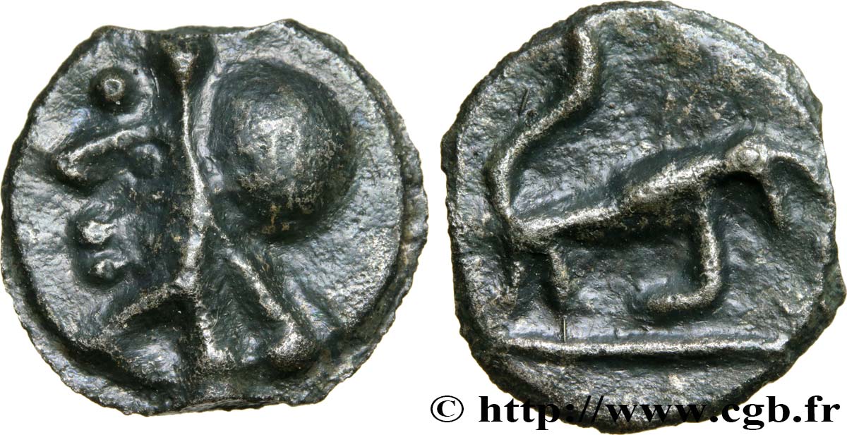 GALLIEN - BITURIGES CUBI (Region die Bourges) Potin au taureau chargeant SS/fVZ