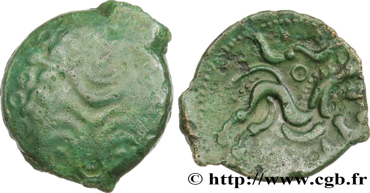 GALLIA - AULERCI EBUROVICES (Regione d Evreux) Bronze au cheval, dérivé de types belges q.BB/q.SPL