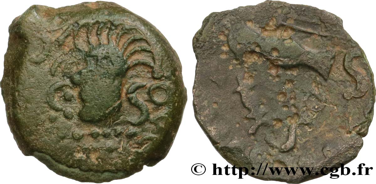 GALLIA BELGICA - MELDI (Area of Meaux) Bronze à l’aigle et au sanglier, classe I XF/VF