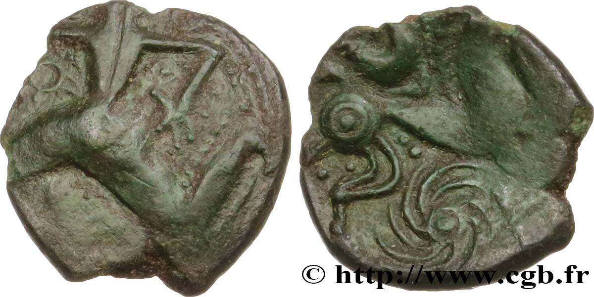 GALLIEN - BELGICA - BELLOVACI (Region die Beauvais) Bronze au personnage courant, à l’astre rayonnant SS
